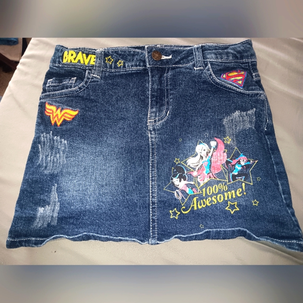 Girls size 12, Superhero jean skirt